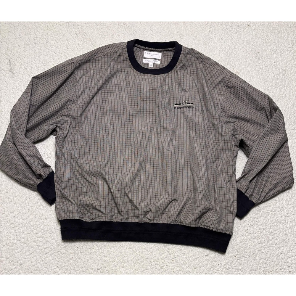 Vintage Izod Mens Sweatshirt Pullover Gray Phoenix Open Plaid Crewneck Size L